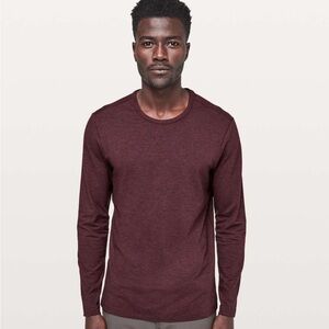 Lululemon Men's Basic Long Sleeve Heathered Cassis Crew Neck Long Sleeve Tee L